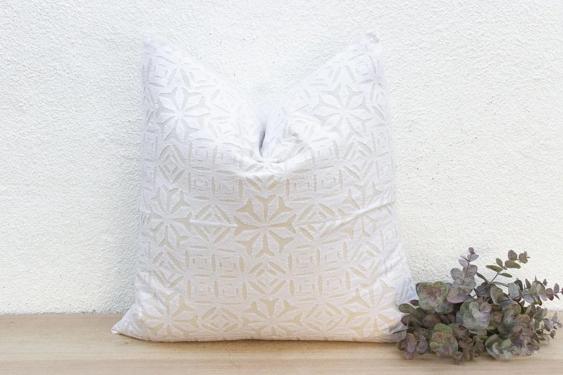 Cream Silk Euro Applique Pillow Cover - 8