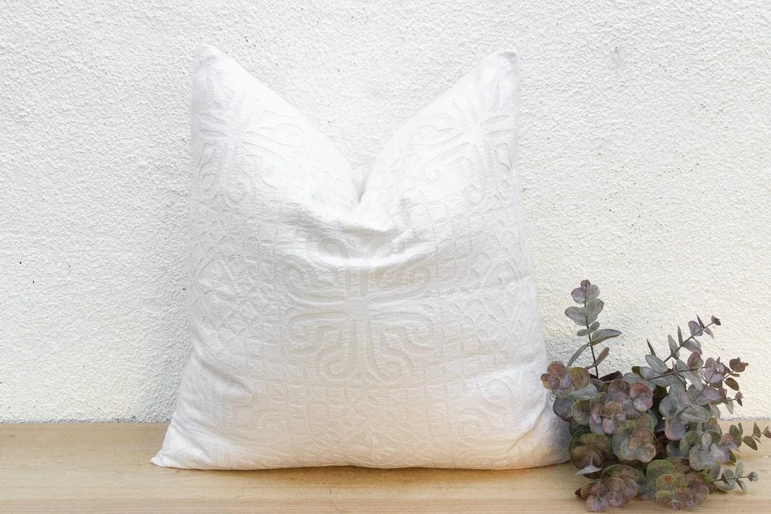Terra Cream Euro Applique Pillow Cover - 2