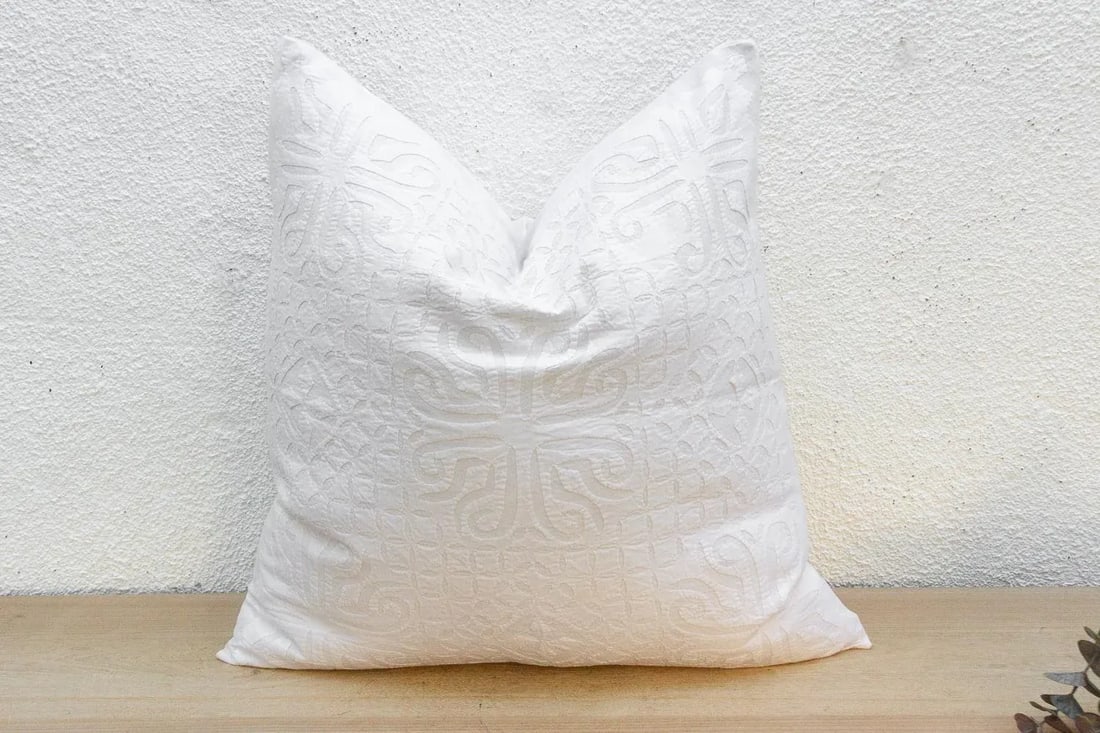 Terra Cream Euro Applique Pillow Cover - 3