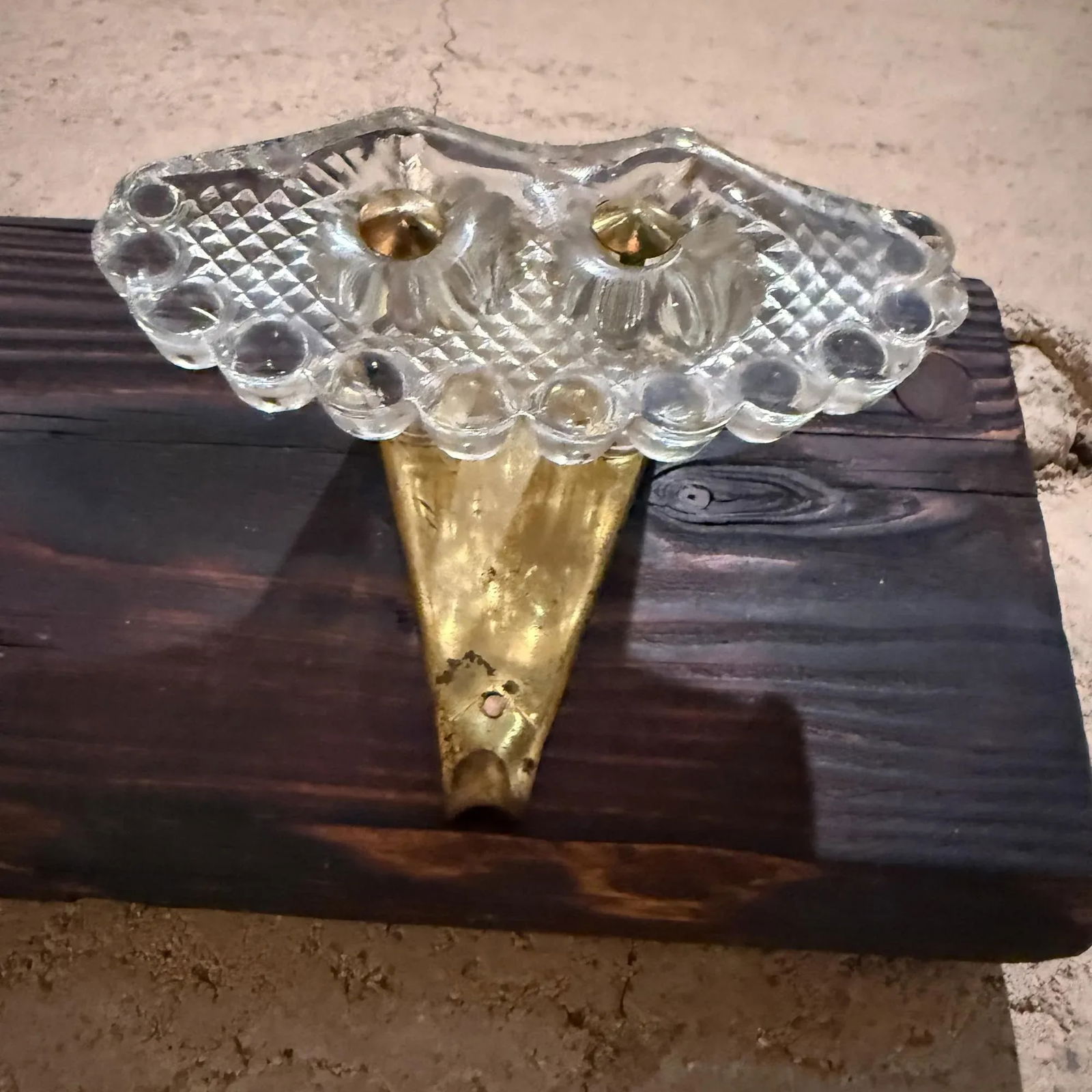 Mid Century Elegant Italian Coat Rack Hooks Brass and Art Glass Set of Two - 4