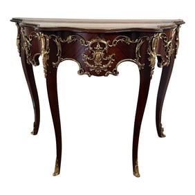 Mid 20th Century Louis XV Style Ormolu-Mounted Demilune Console Table