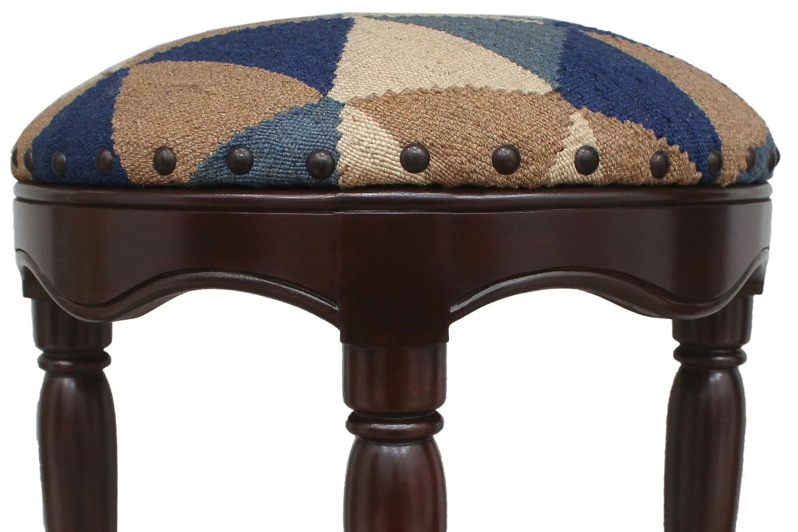 Shabby Chic Tribal Kilim Wood Bar Stool - 5
