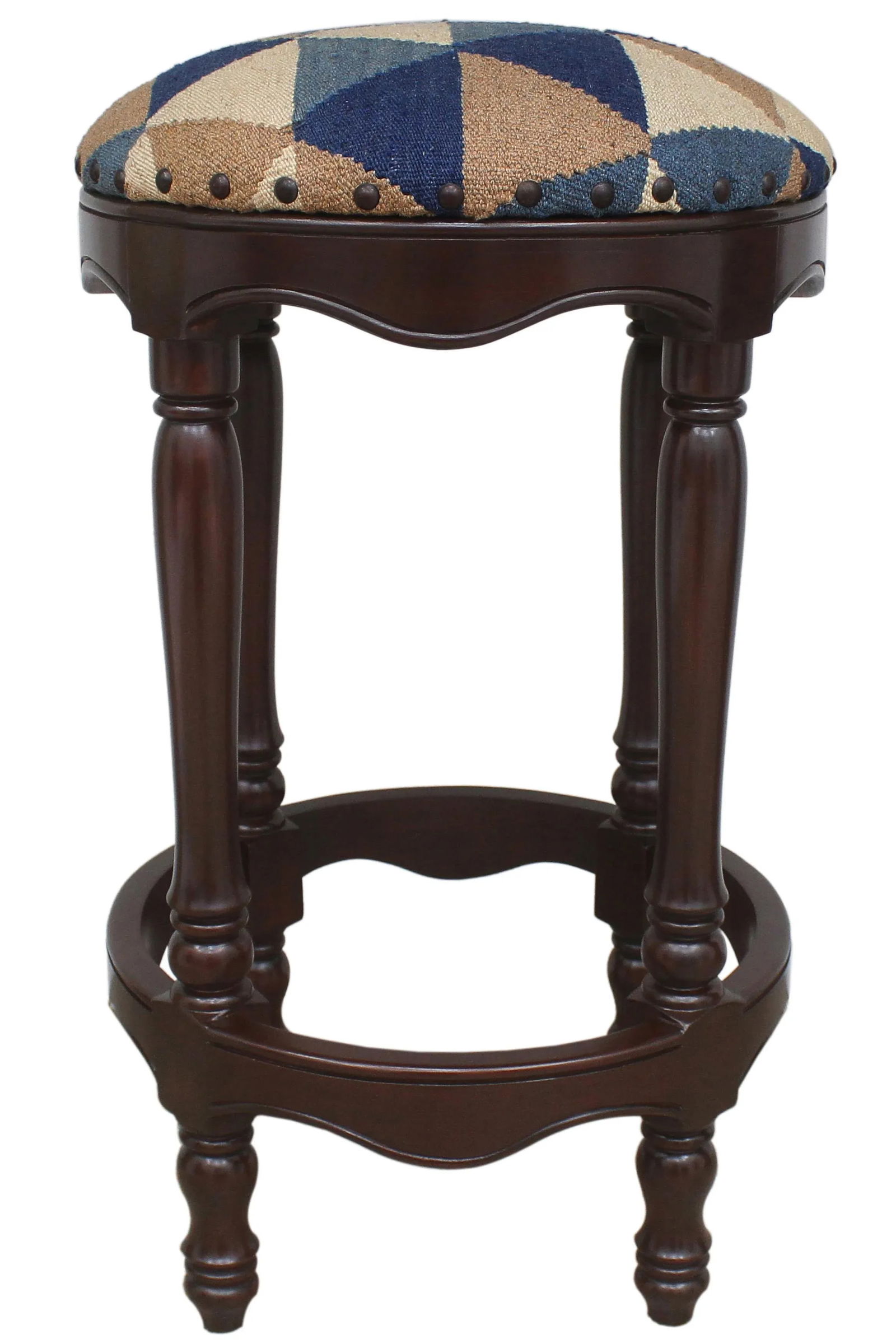 Shabby Chic Tribal Kilim Wood Bar Stool - 7