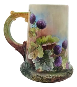 Antique Cac American Belleek Hand Painted Mug With Blackberries Mark 1