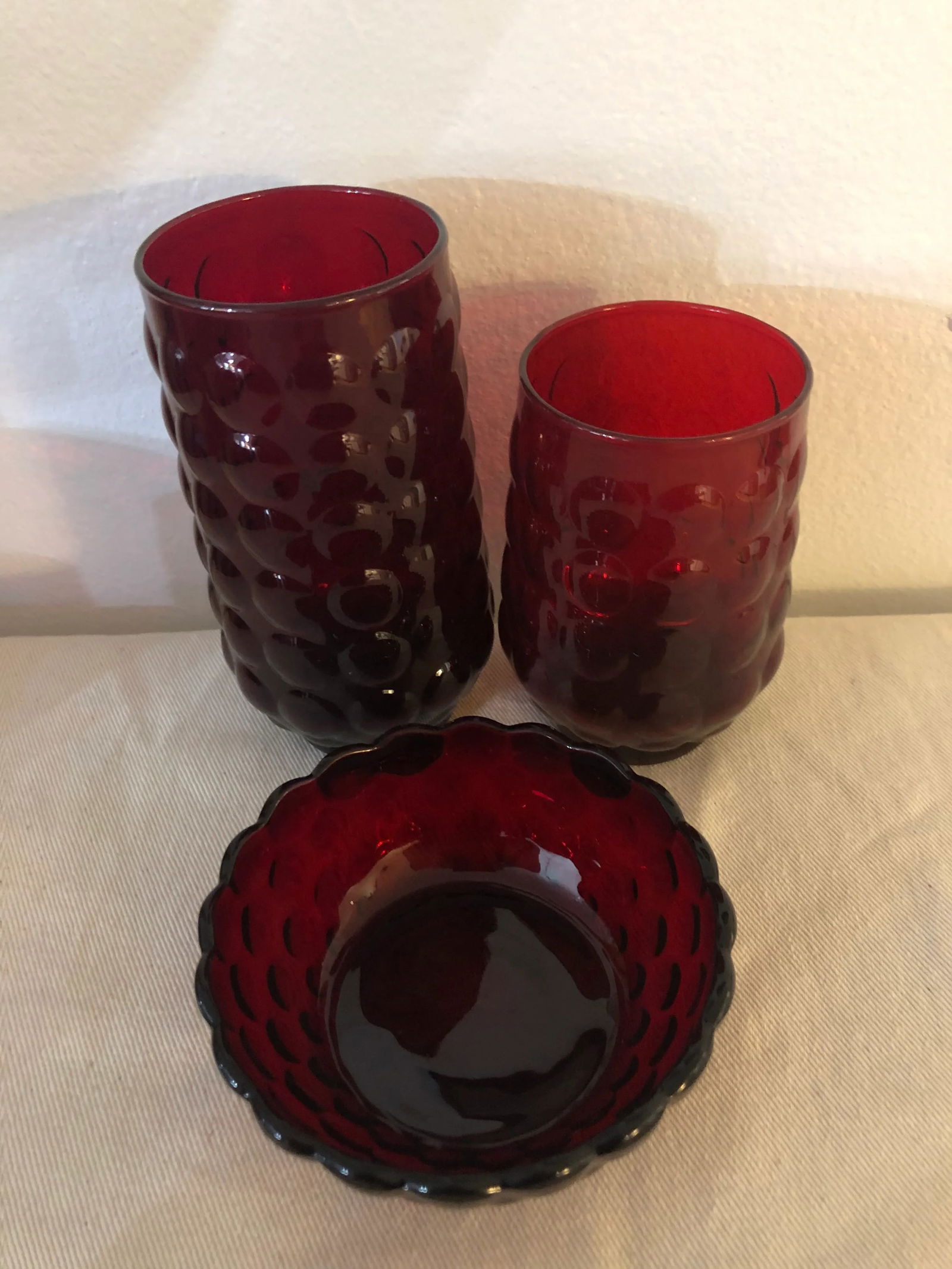 Mid Century Anchor Hocking Ruby Bubble Glassware - Set of 17 - 3