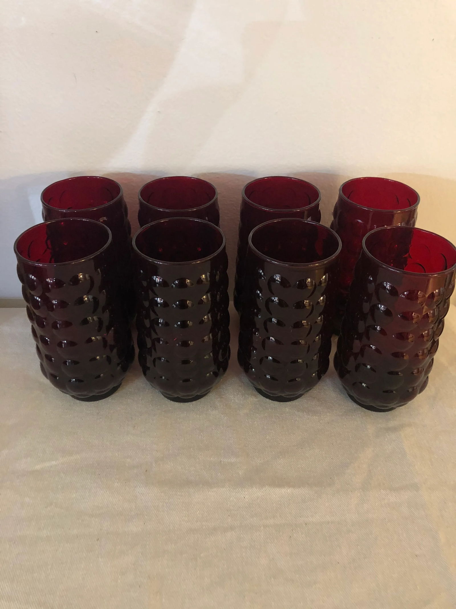 Mid Century Anchor Hocking Ruby Bubble Glassware - Set of 17 - 4