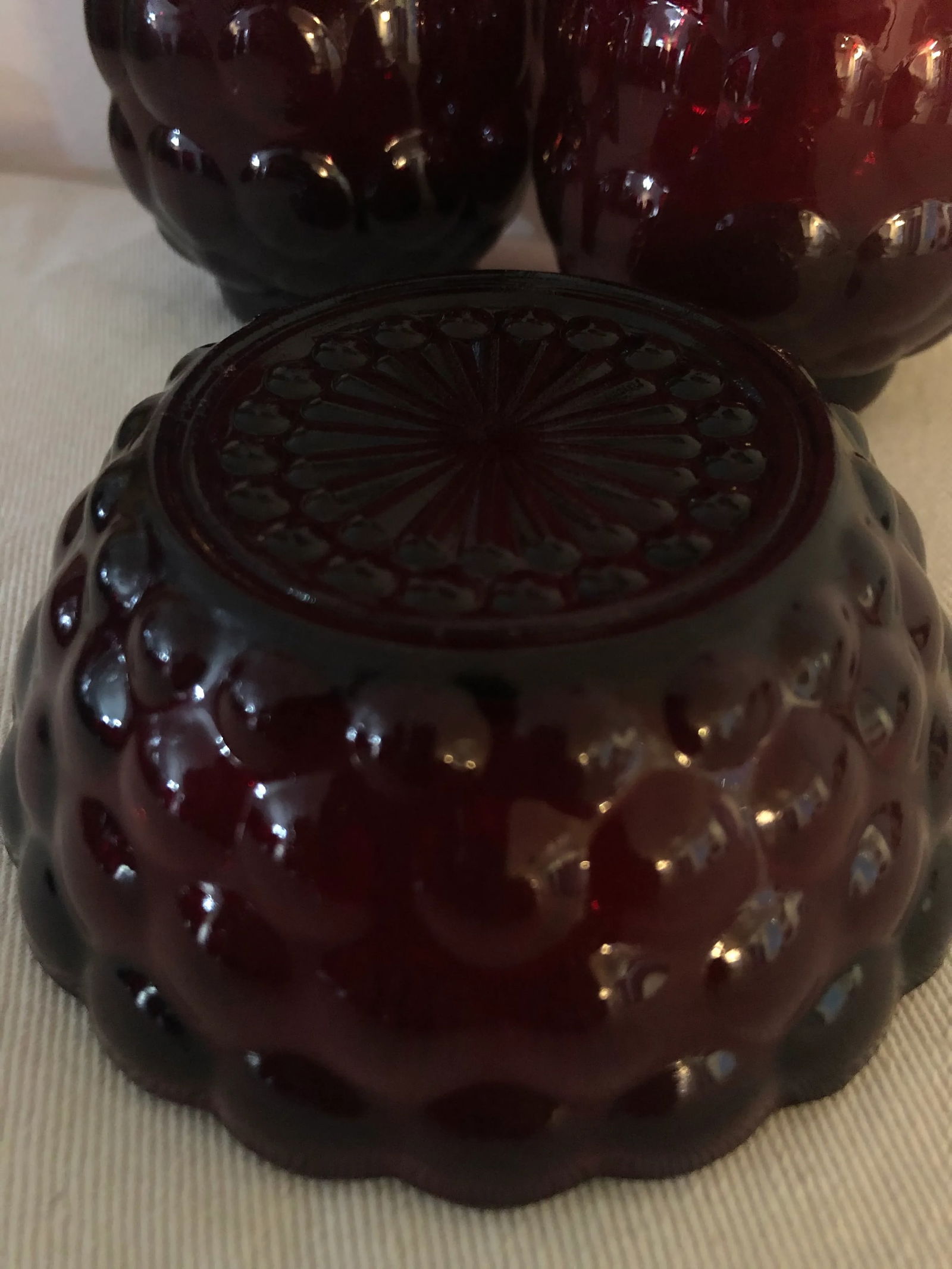 Mid Century Anchor Hocking Ruby Bubble Glassware - Set of 17 - 7