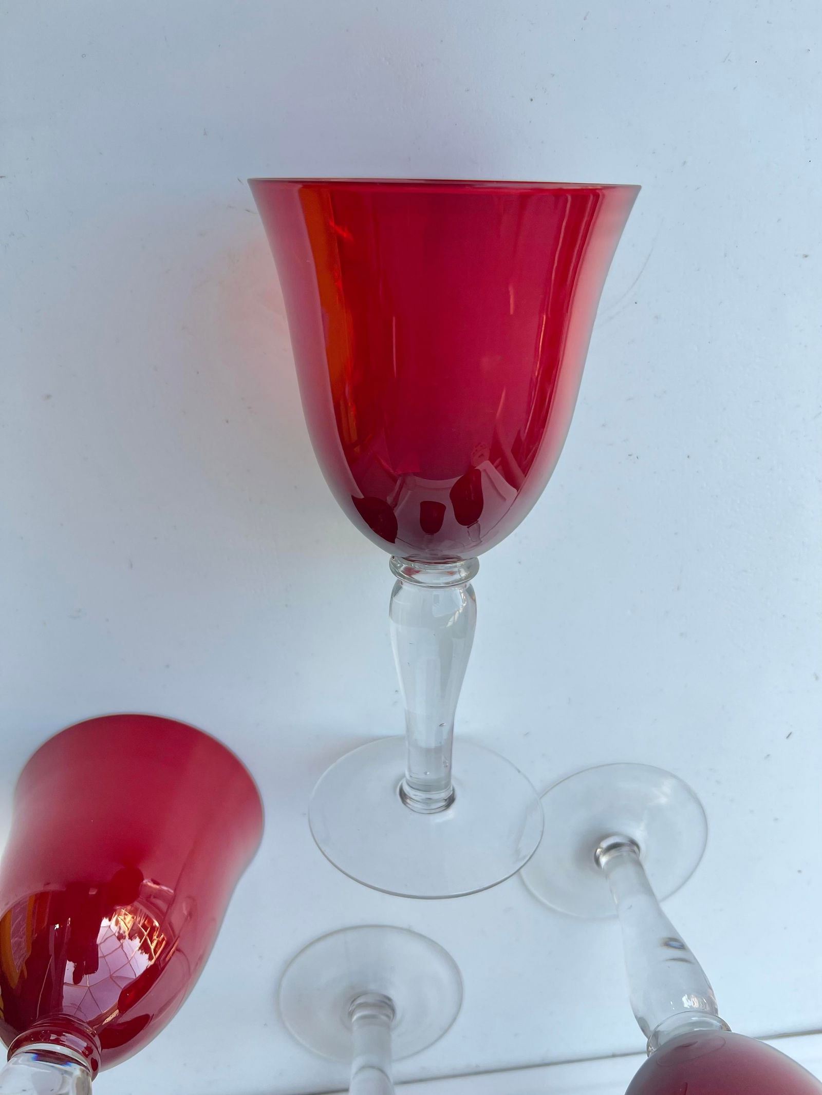 Vintage Red Wine Glasses or Goblets- Set of 4 - 2