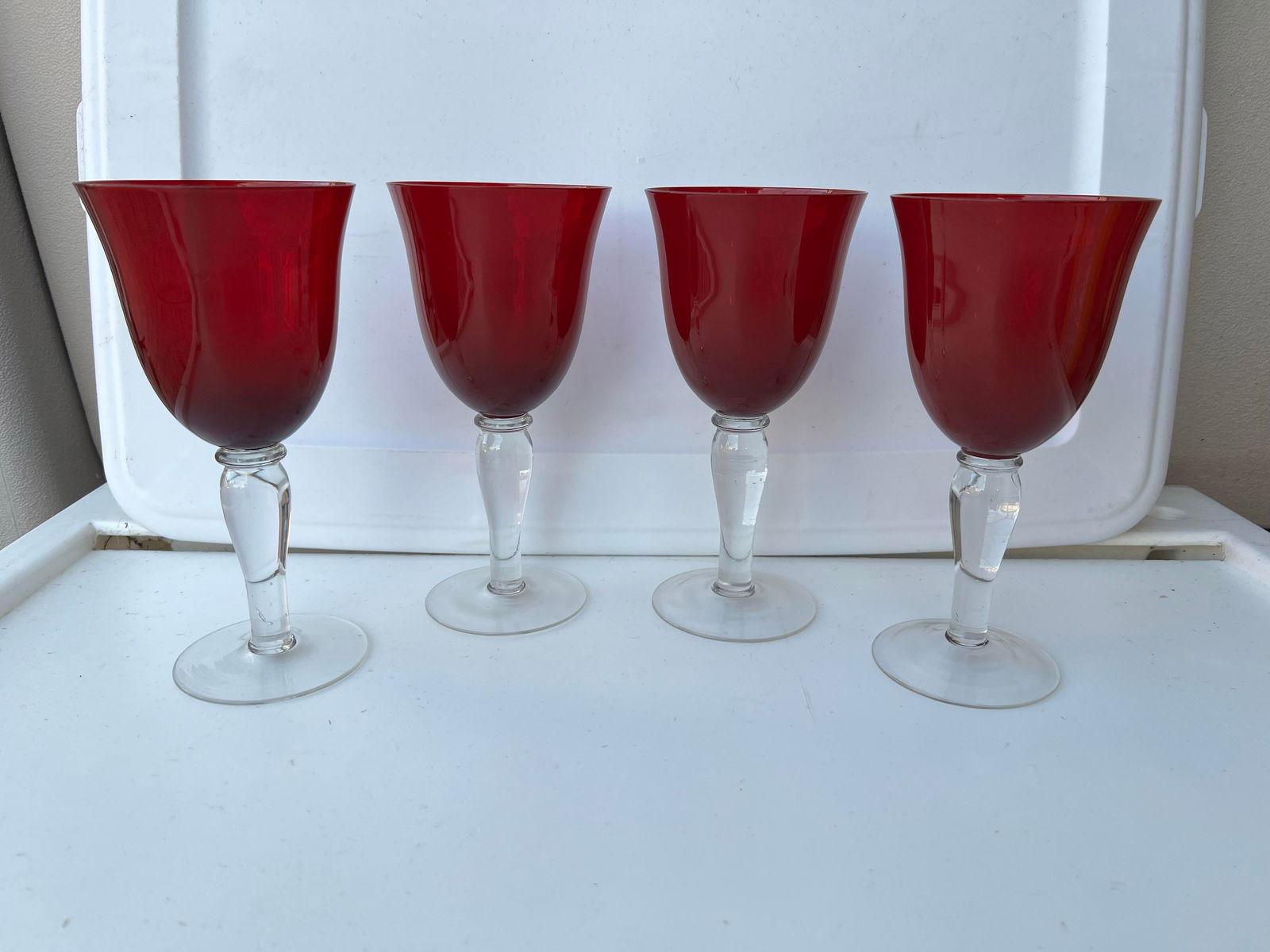 Vintage Red Wine Glasses or Goblets- Set of 4 - 5