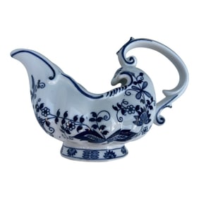 Vintage Large Footed Blue Onion Gravy Boat by Seymour Mann