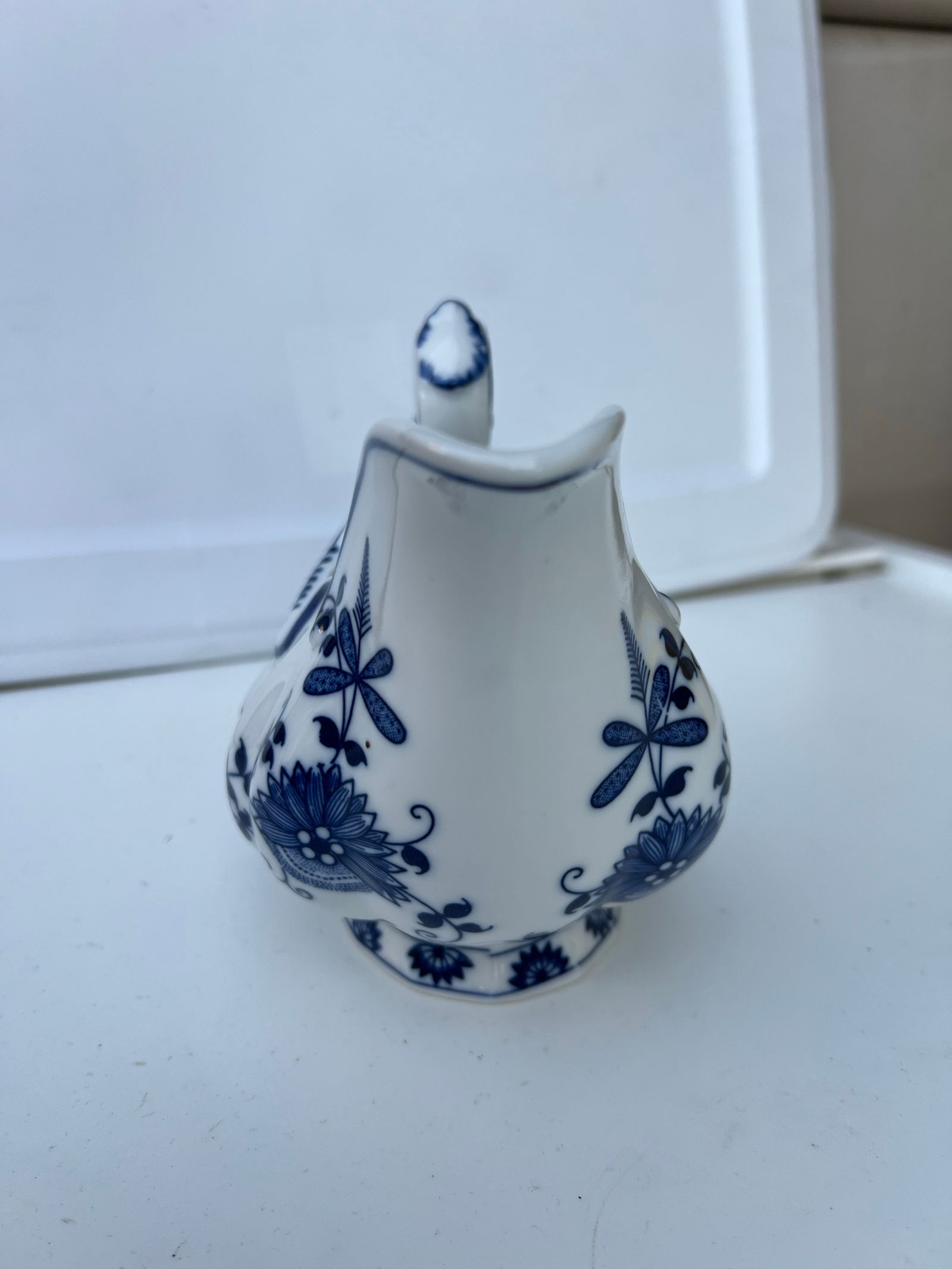 Vintage Large Footed Blue Onion Gravy Boat by Seymour Mann - 3