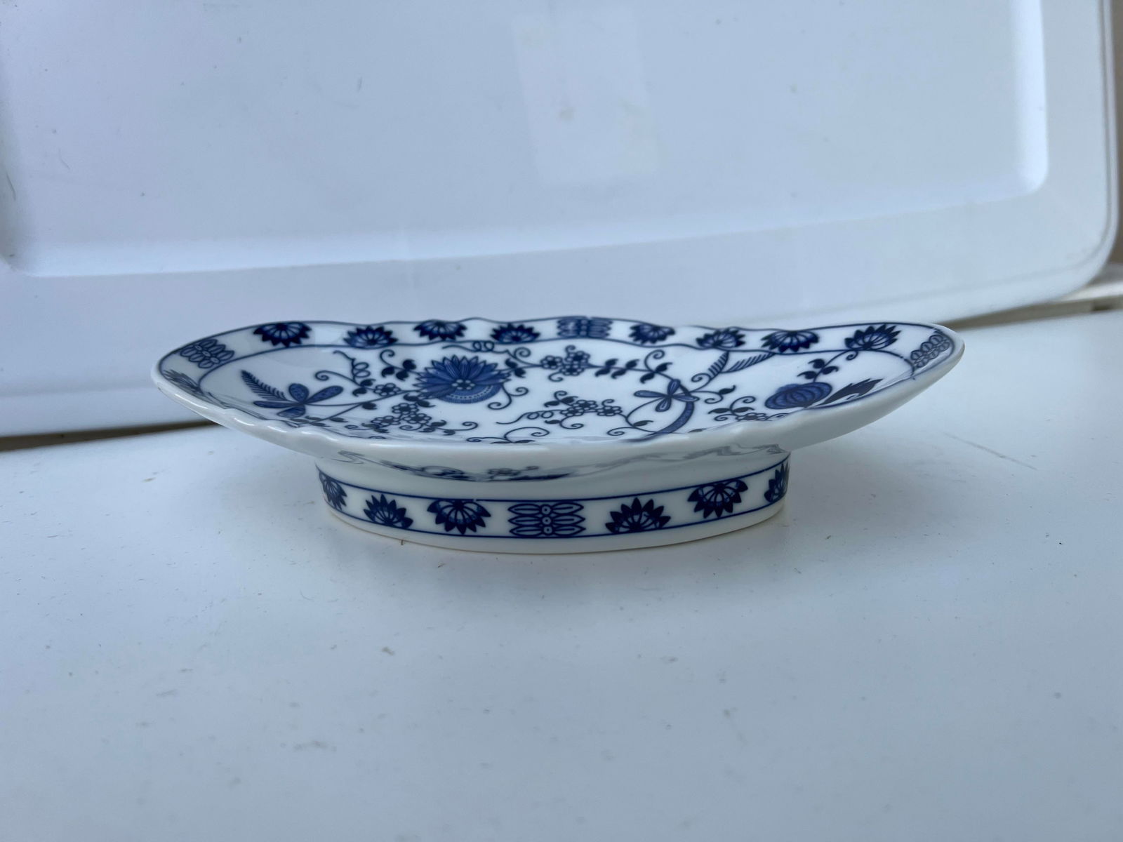 Vintage Footed Blue Onion Catchall Bowl - 2