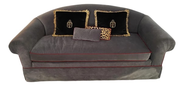 Vintage Camelback Velvet Sofa