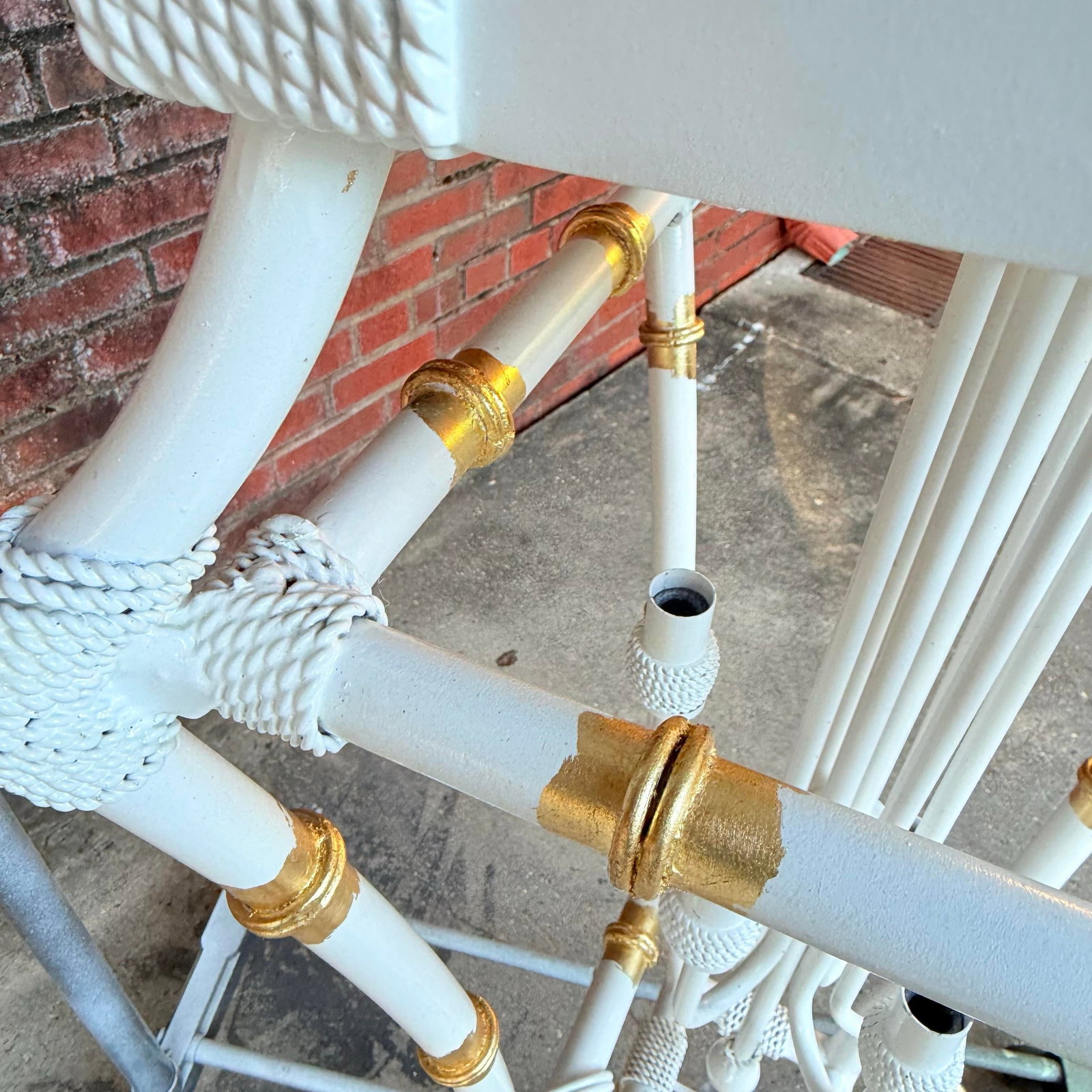 Vintage Palm Beach Regency Parcel Gilt Faux Bamboo Lantern Chandelier Curated and Newly Painted by T - 10