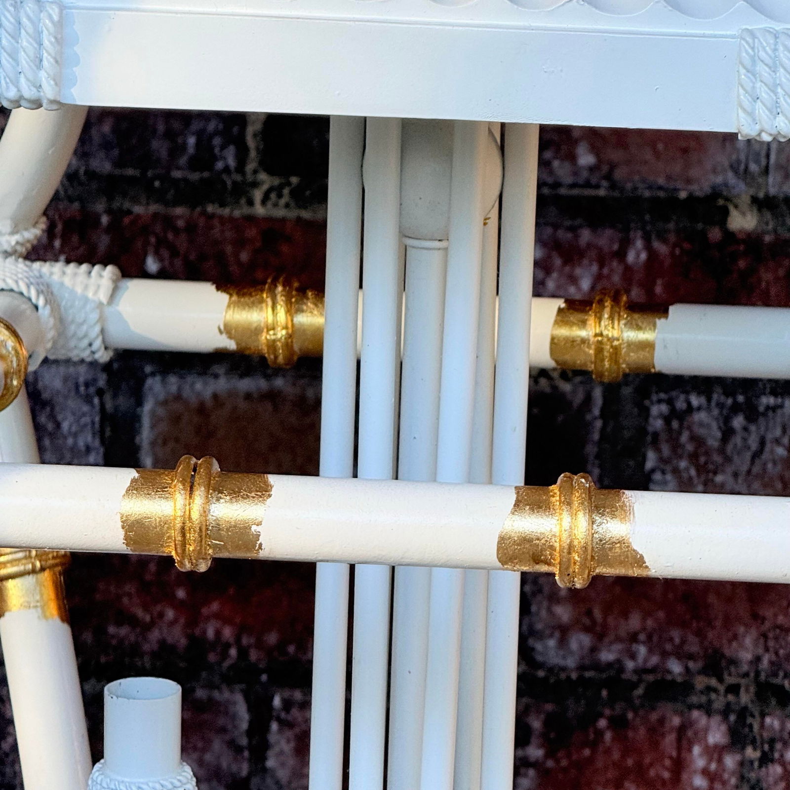 Vintage Palm Beach Regency Parcel Gilt Faux Bamboo Lantern Chandelier Curated and Newly Painted by T - 9