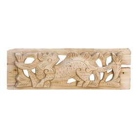 Antique Bleached Wood Asian Panel