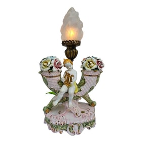 Italian Cherub and Lyre Cornucipia Lamp