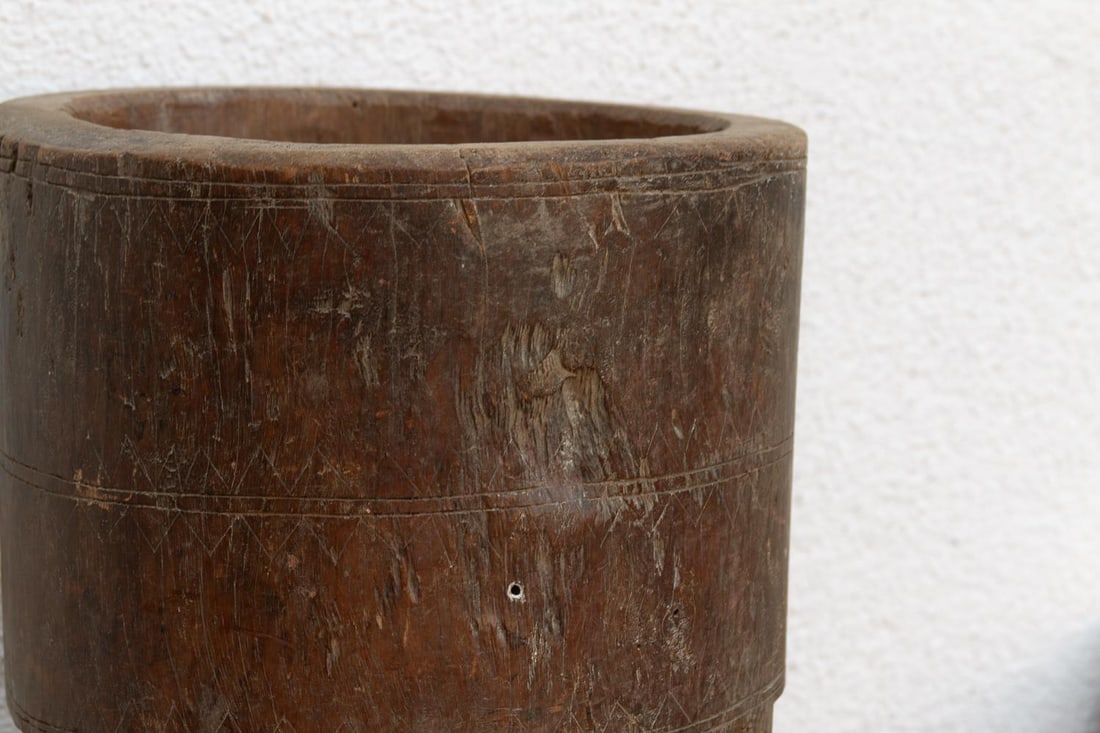 Antique Patinated Pedestal Mortar Vessel - 7