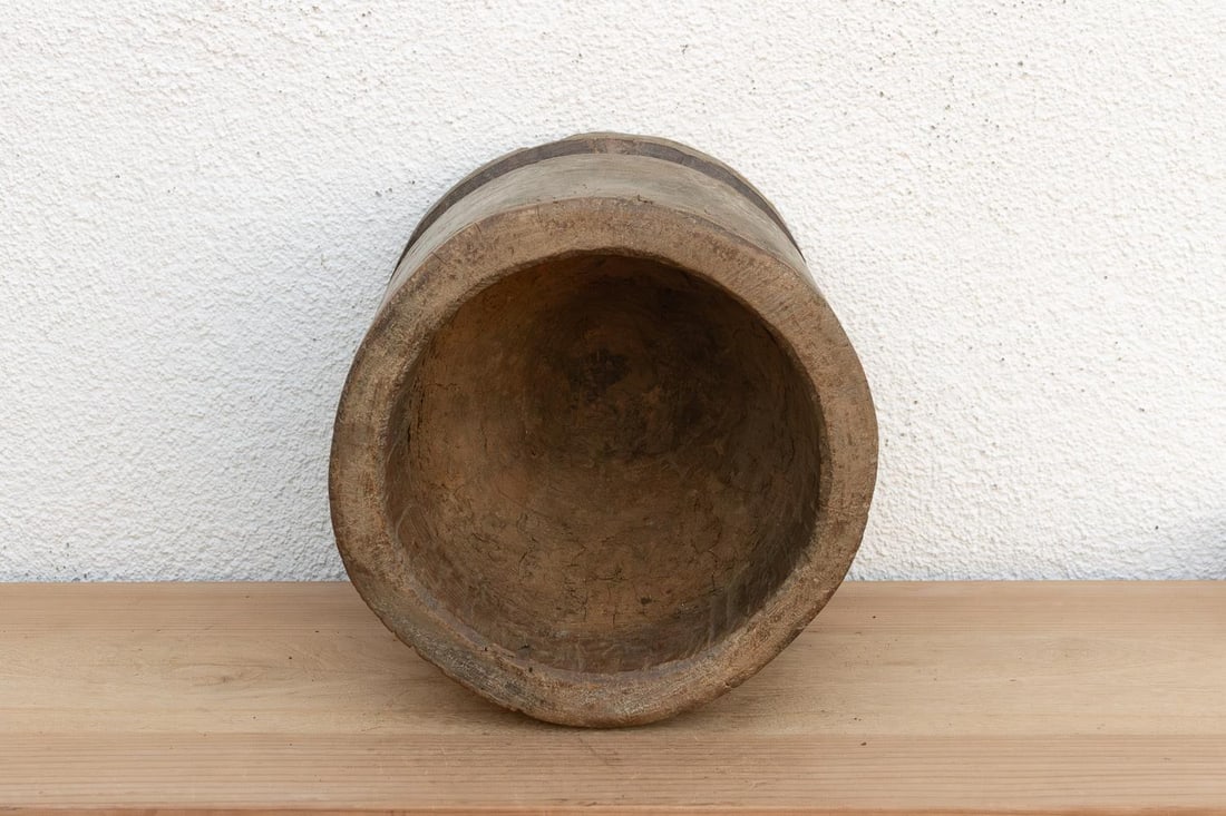 Antique Patinated Pedestal Mortar Vessel - 8