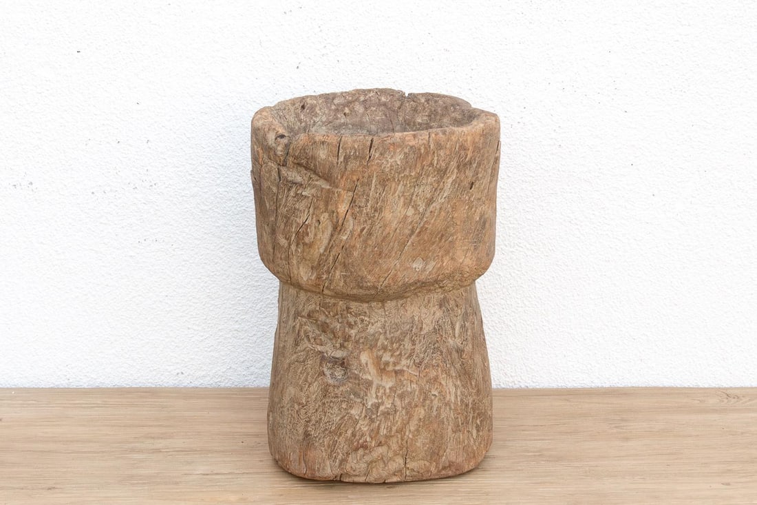 19th Century Oxidized Teak Hourglass Mortar - 3