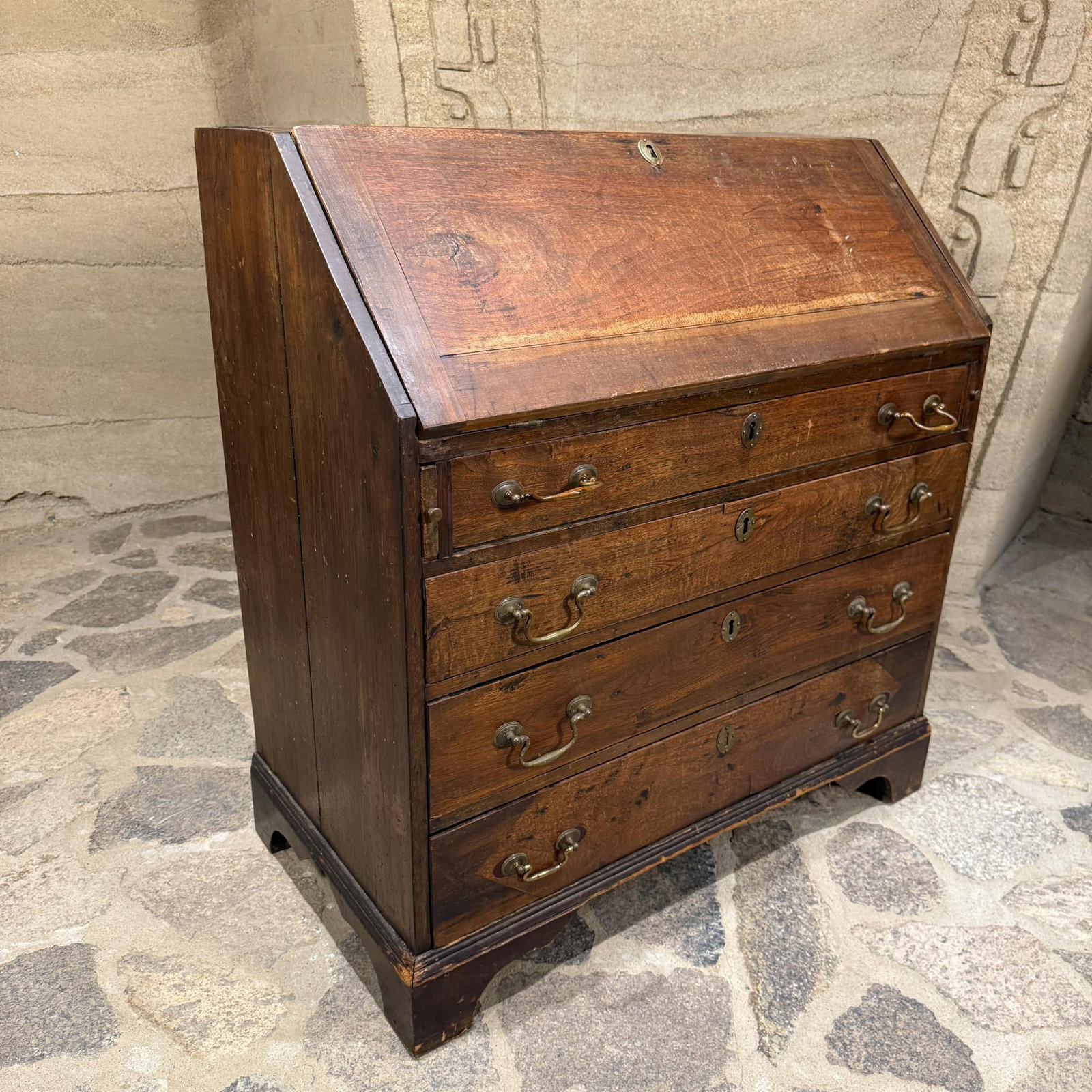 Georgian Mahogany Slant Front Secretary Desk Adam Style Slant-Front Bureau - 10