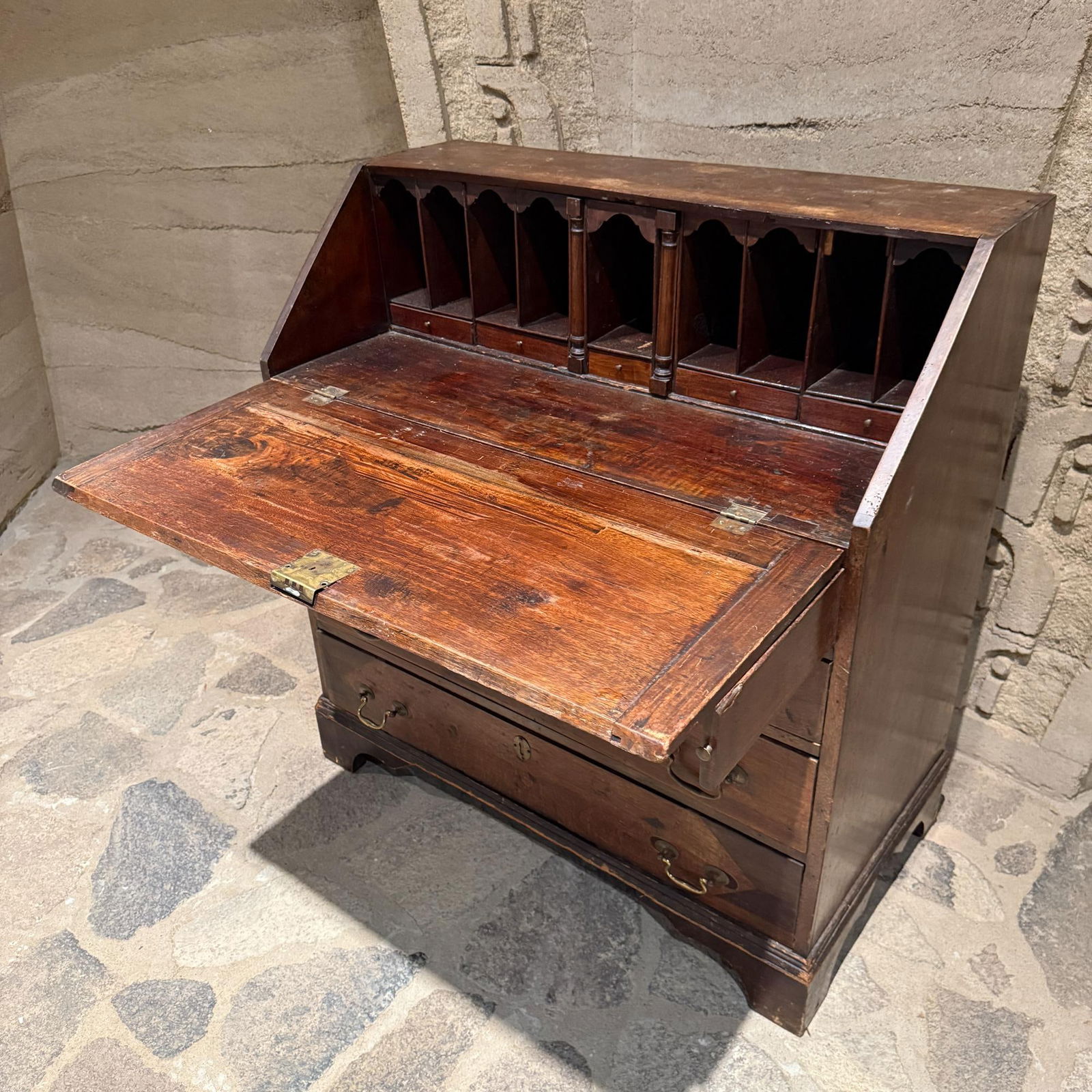 Georgian Mahogany Slant Front Secretary Desk Adam Style Slant-Front Bureau - 4