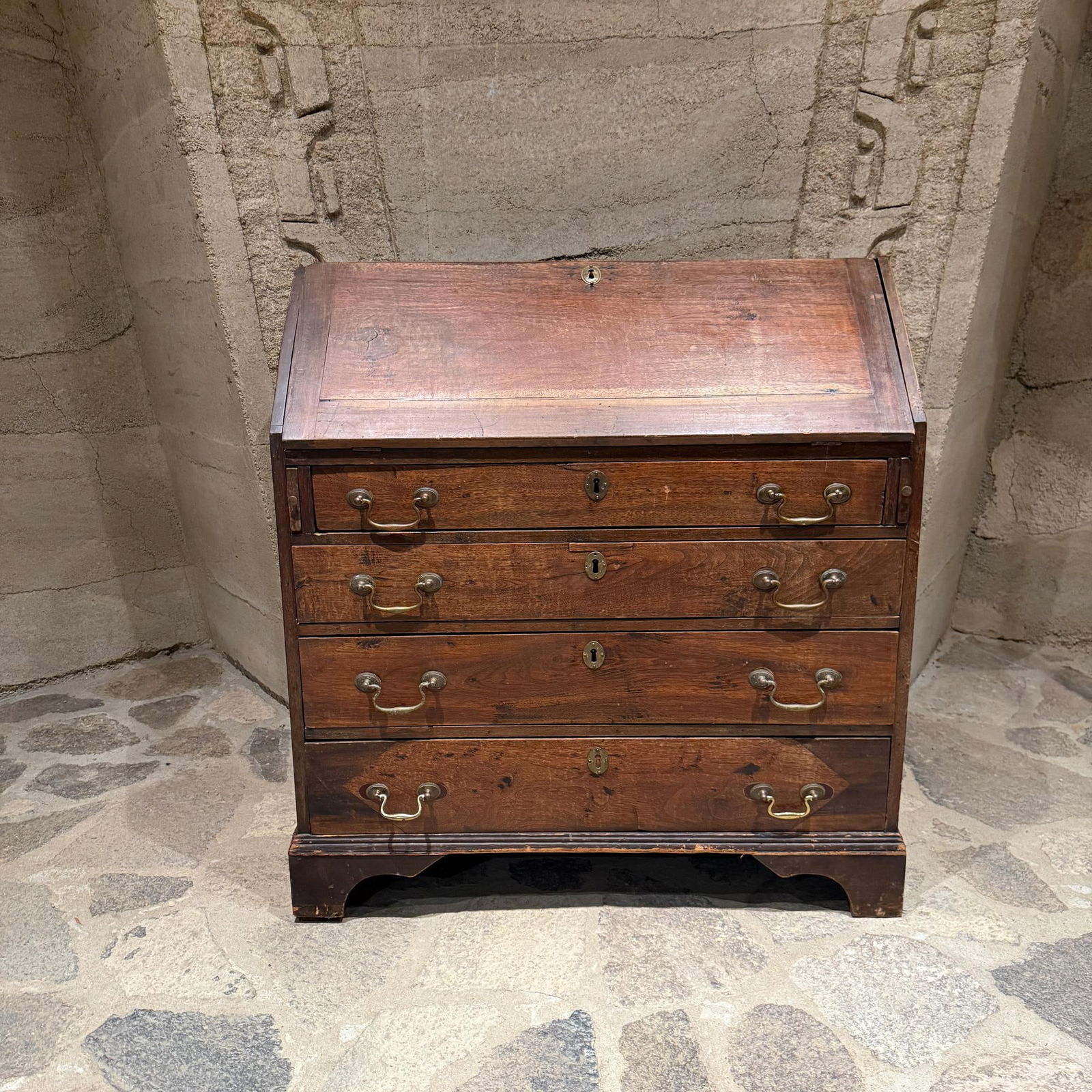 Georgian Mahogany Slant Front Secretary Desk Adam Style Slant-Front Bureau - 6