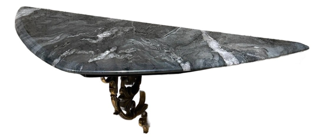 Antique French Console Table Bronze Ornate Support New Stone (1 of 10)