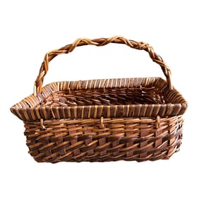 1990s Large Gathering Basket With Handle
