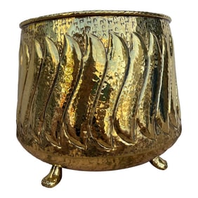 1950s Large Polished Brass Footed Planter From Itay