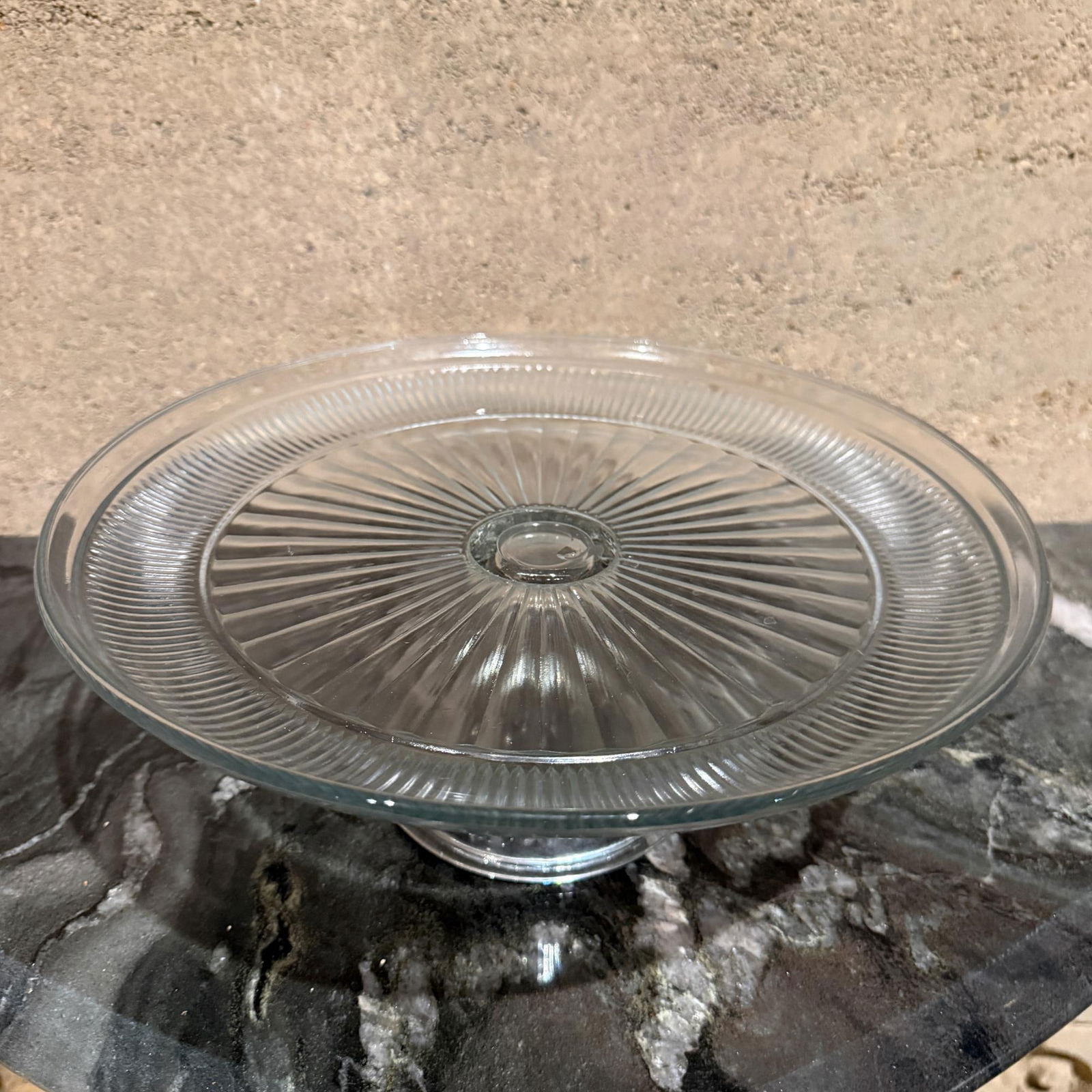 Vintage Modern Glass Cake Stand With Dome - 6