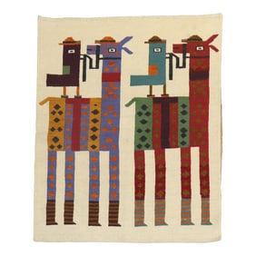 Quirky Persian Bird Horse Vintage Kilim, 2'8'' X 3'5''