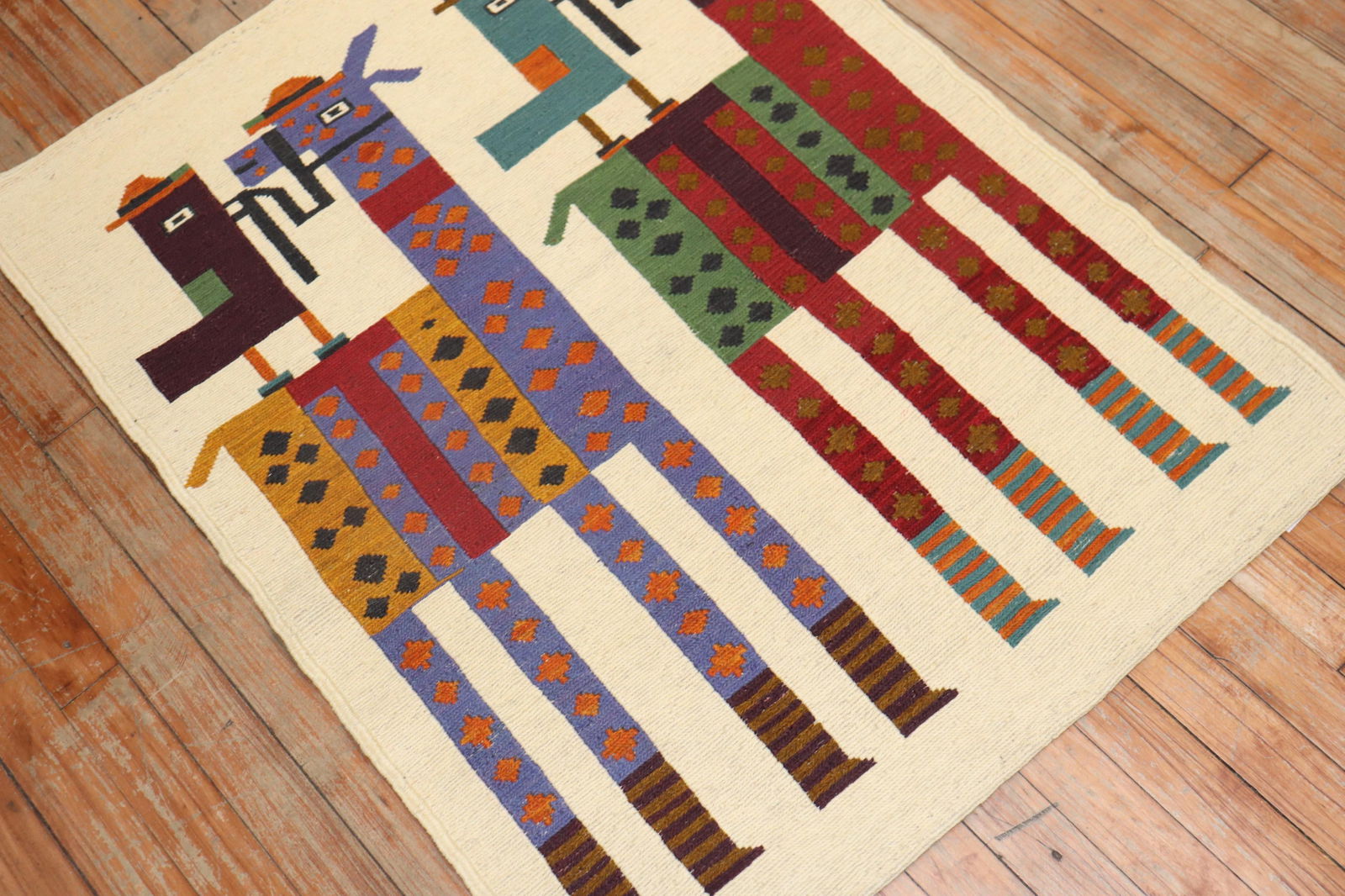 Quirky Persian Bird Horse Vintage Kilim, 2'8'' X 3'5'' - 3