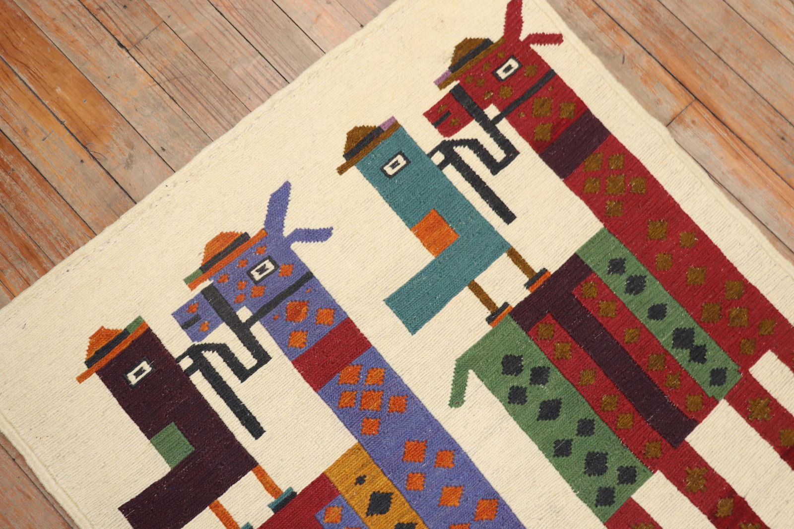 Quirky Persian Bird Horse Vintage Kilim, 2'8'' X 3'5'' - 5