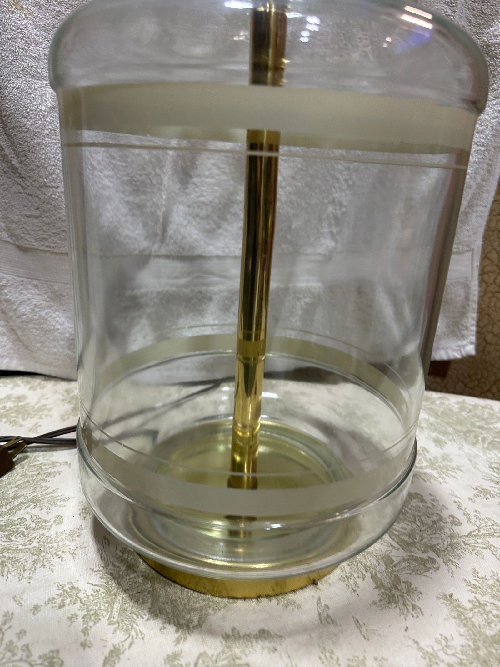 Vintage Glass Lamp With White Stripe Accents - 4