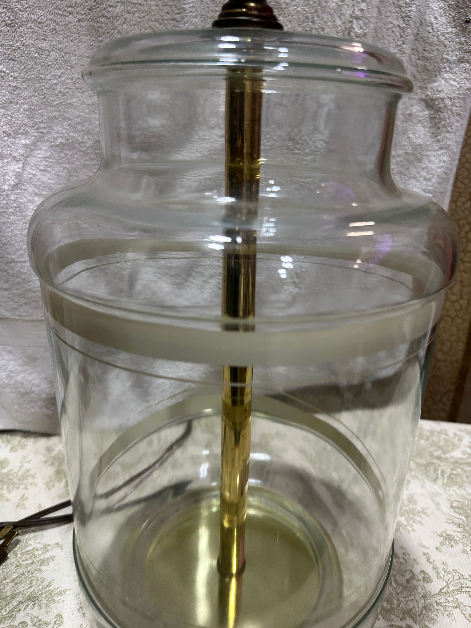 Vintage Glass Lamp With White Stripe Accents - 5