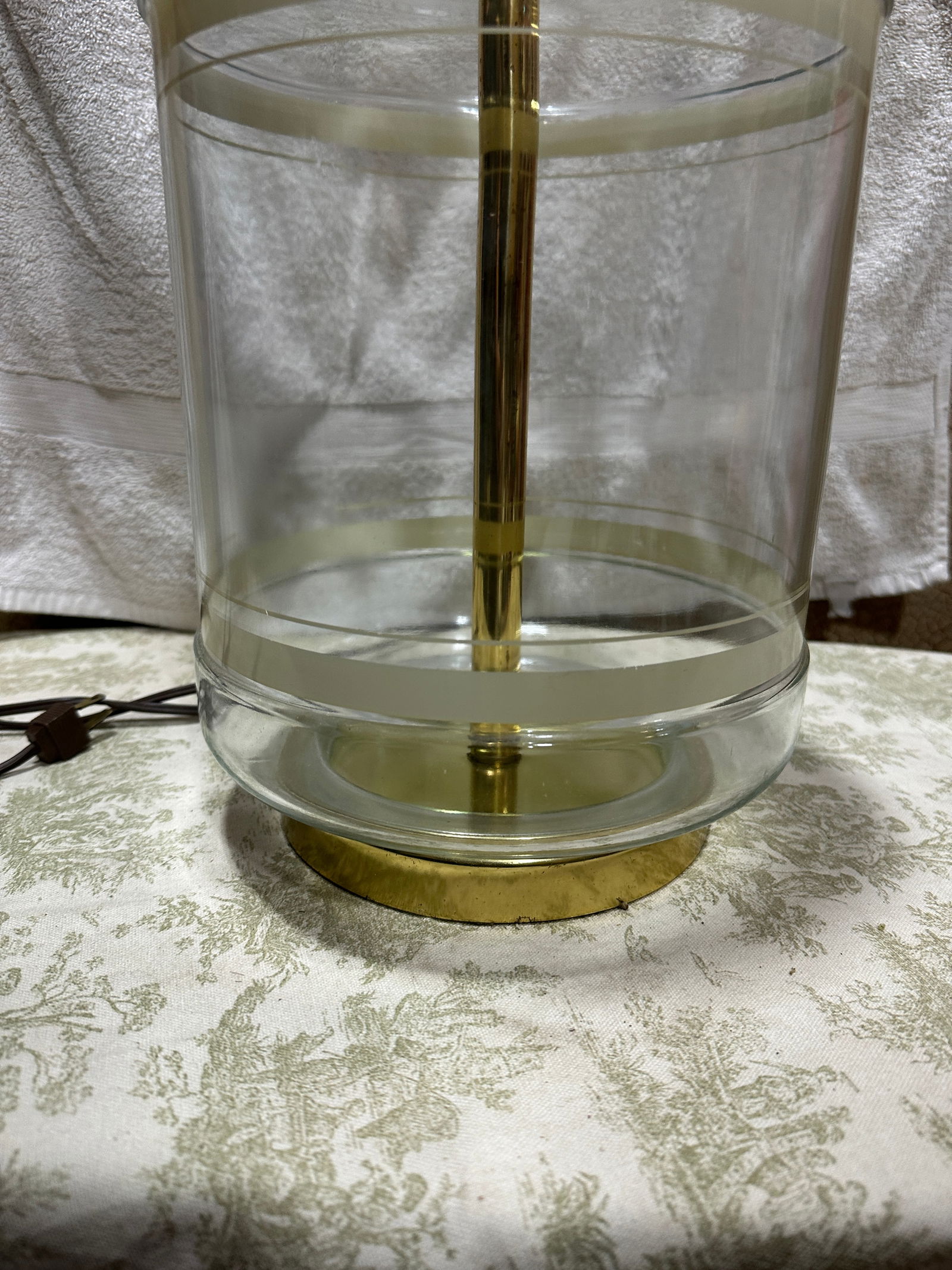 Vintage Glass Lamp With White Stripe Accents - 6