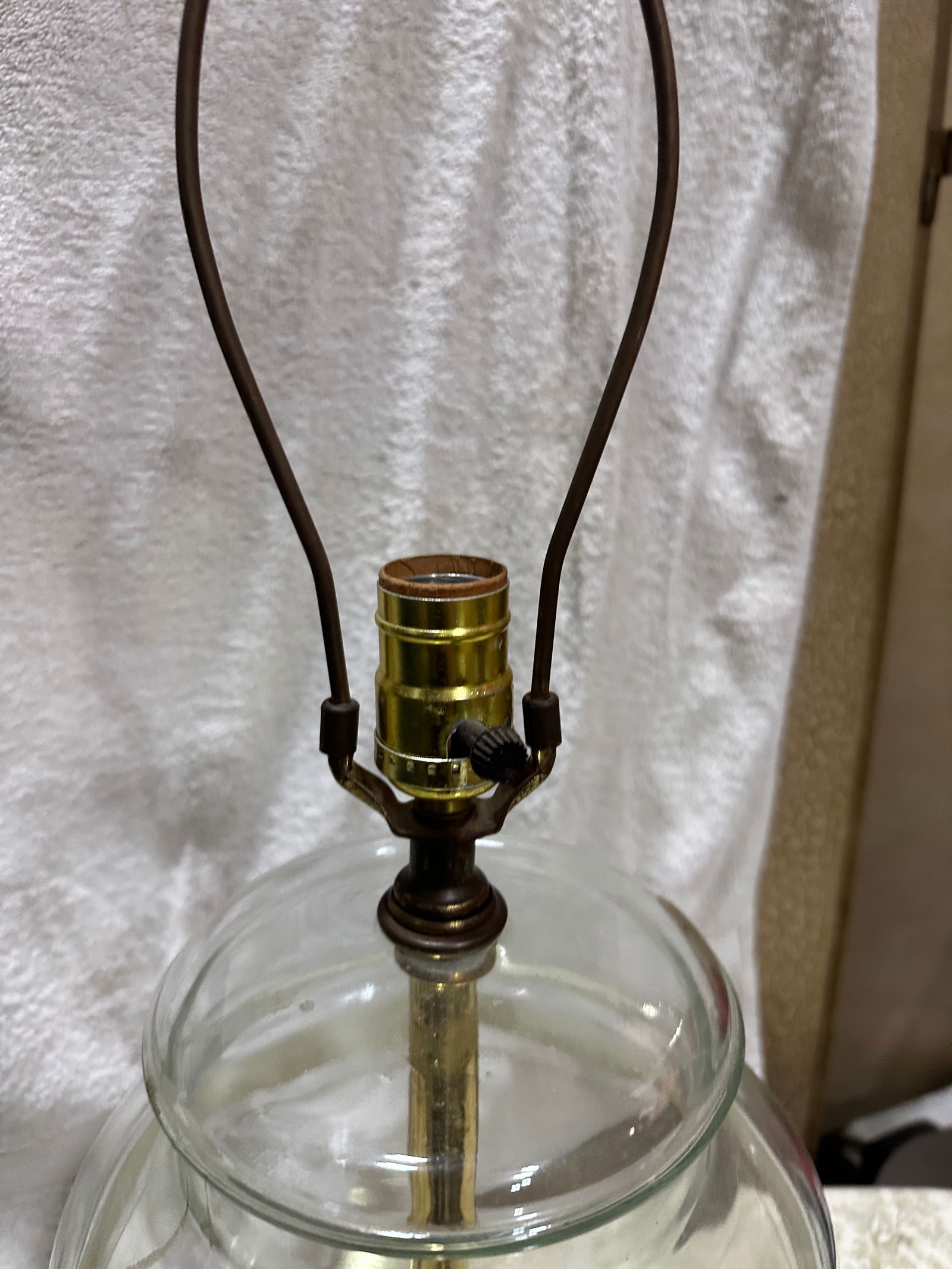 Vintage Glass Lamp With White Stripe Accents - 7