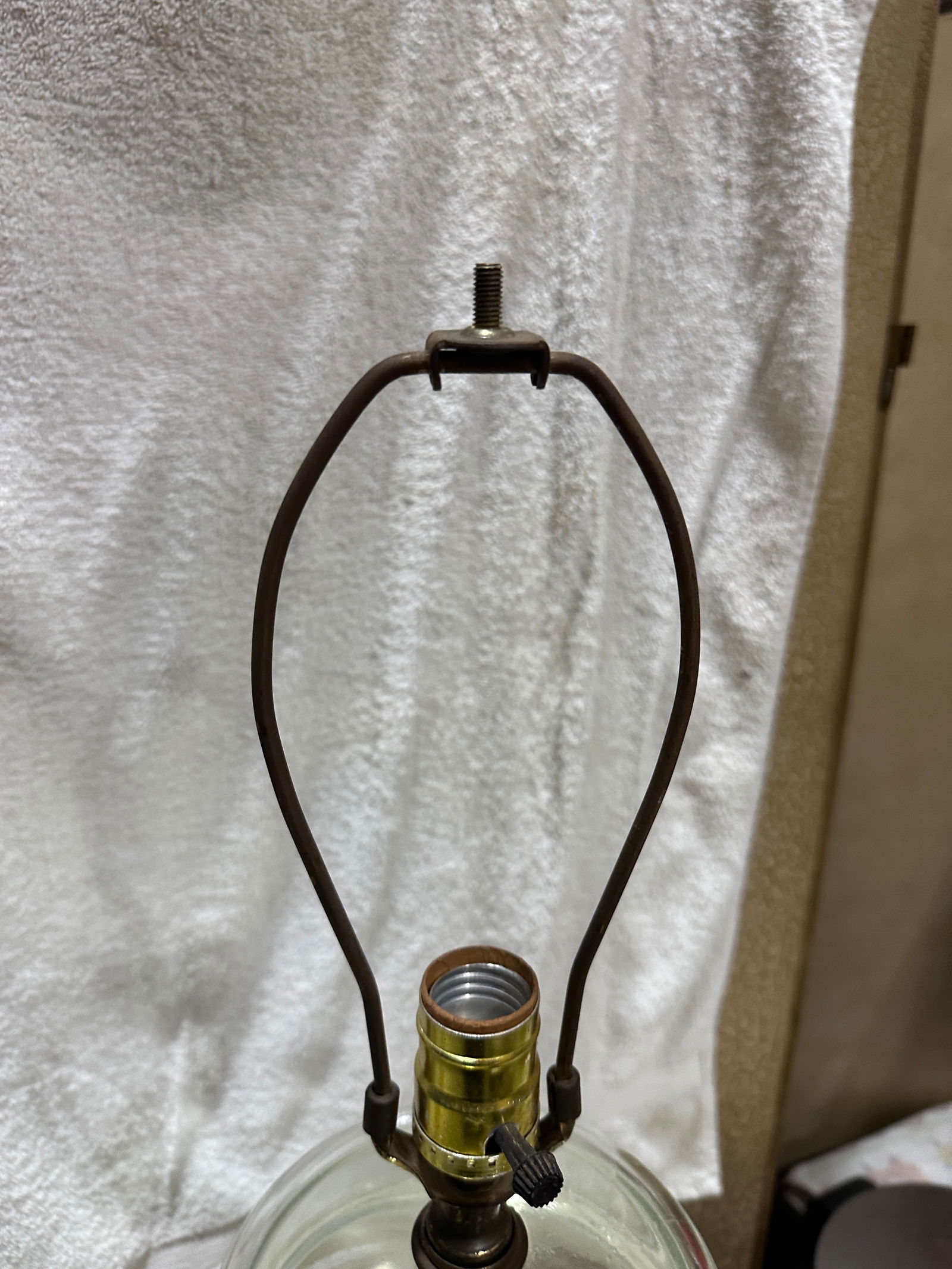 Vintage Glass Lamp With White Stripe Accents - 8