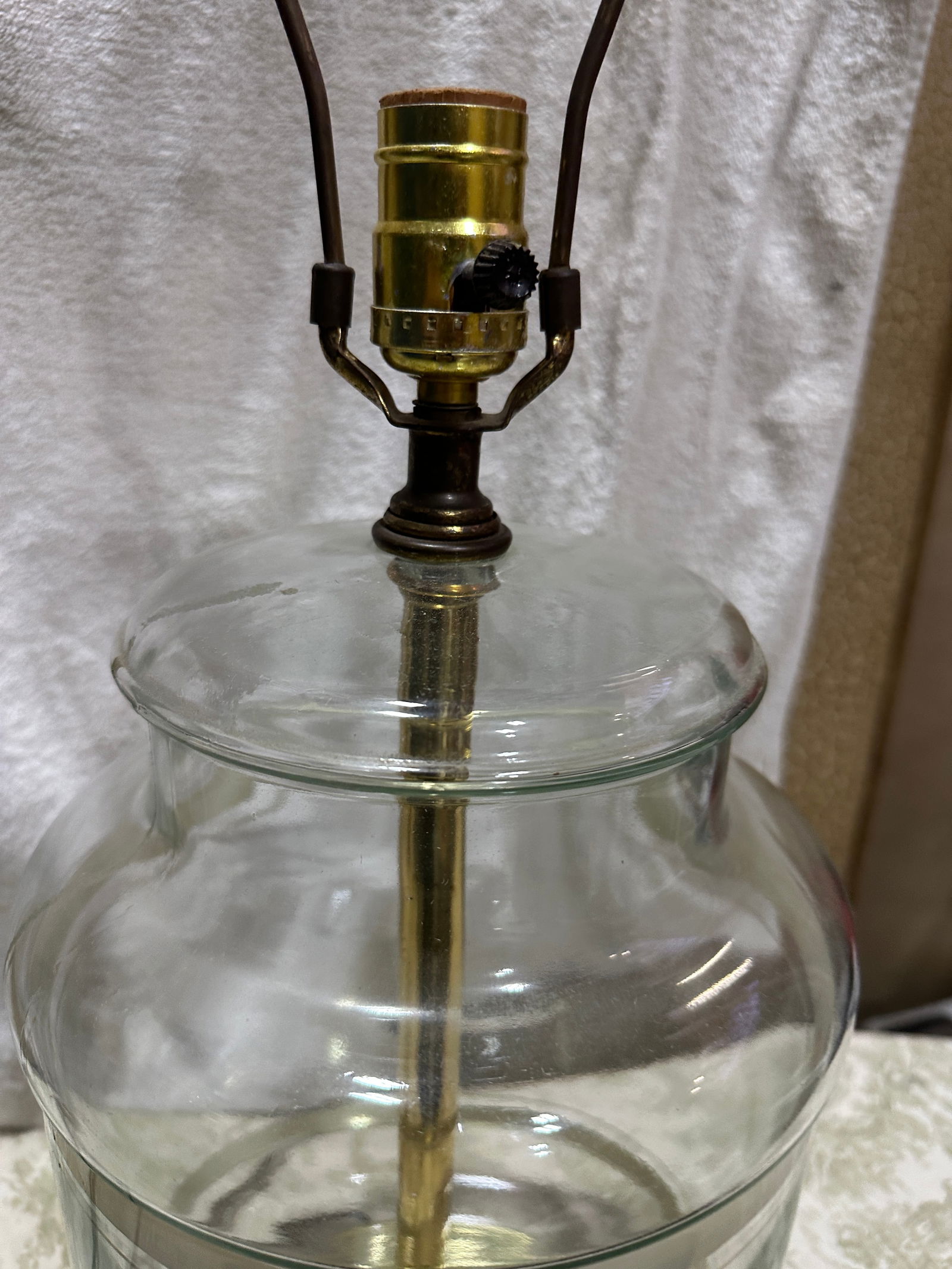 Vintage Glass Lamp With White Stripe Accents - 9