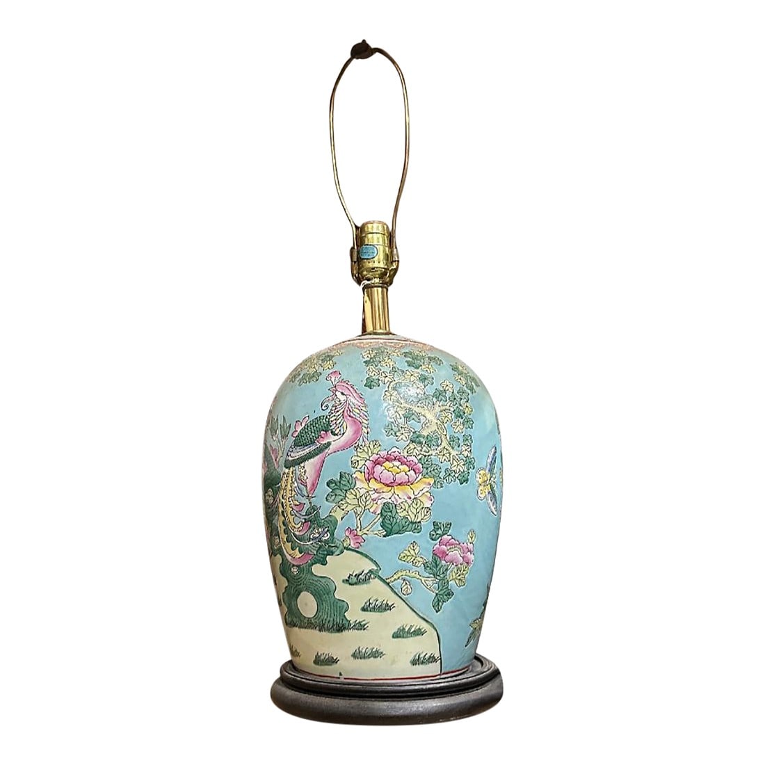 Vintage Asian Blue Hand Painted Table Lamp: Up for consideration is a beautiful vintage blue Asian hand painted detailed lamp. This is such a lovely piece that would look perfect in your home, and it is a great conversation starter for your