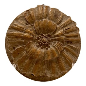 1940s SyrocoWood Floral Trinket Box – Vintage Gilded Carved Flower Lidded Box, Mint Green