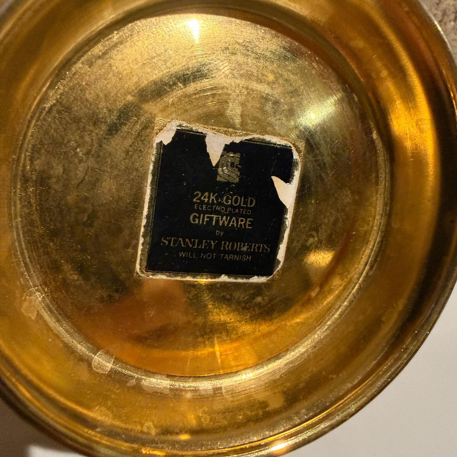 Stanley Roberts 24k Plated Footed Bowl Hollywood Regency - 7