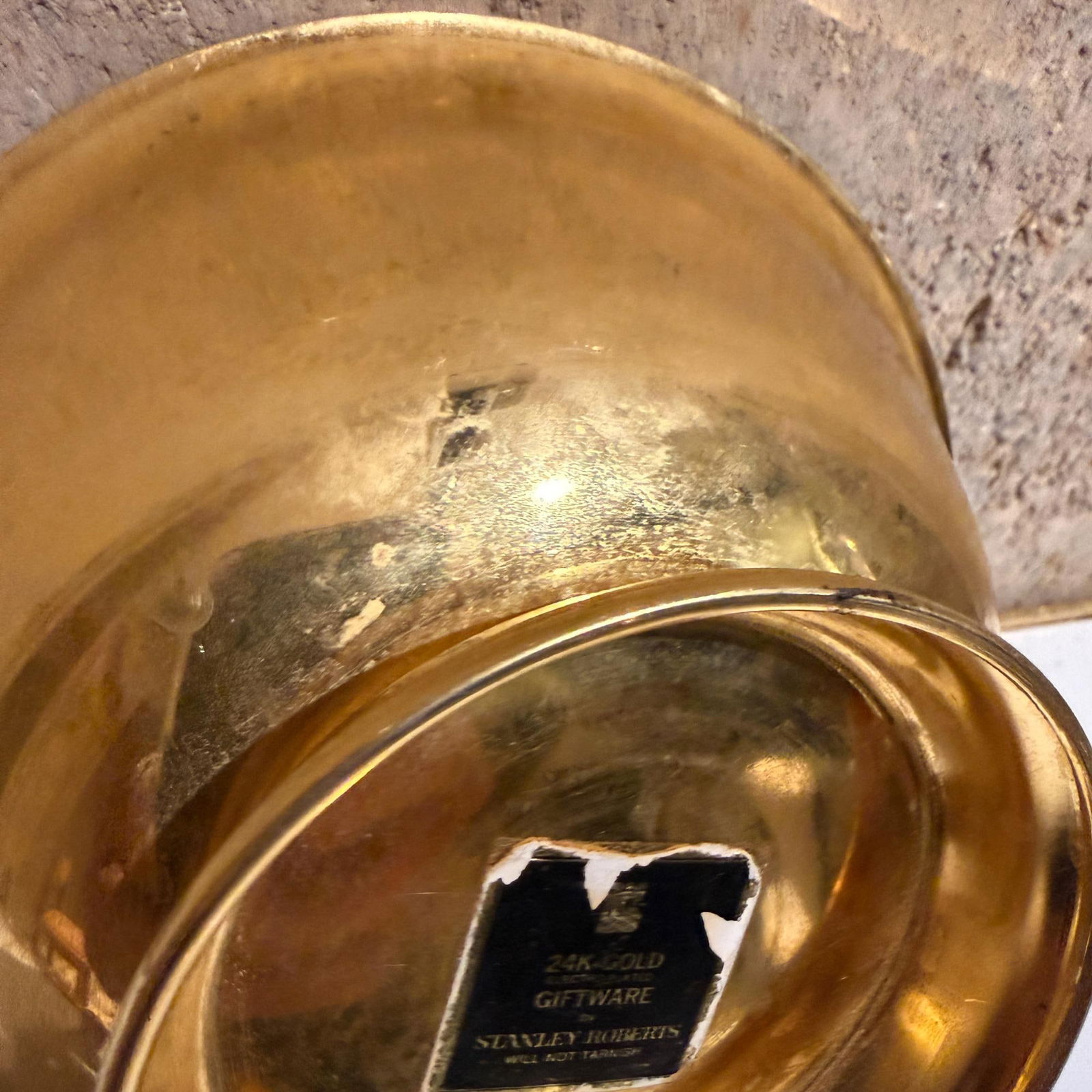 Stanley Roberts 24k Plated Footed Bowl Hollywood Regency - 8