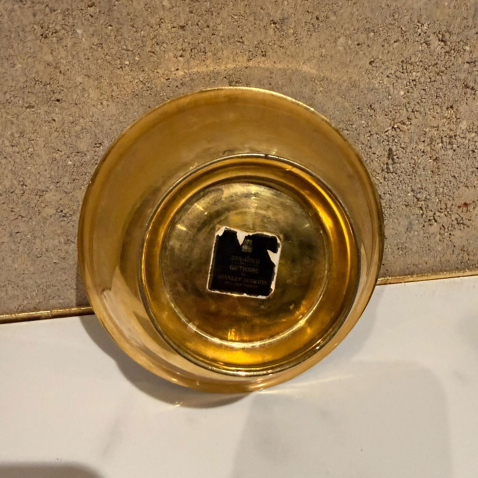 Stanley Roberts 24k Plated Footed Bowl Hollywood Regency - 9