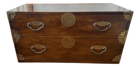 1970s Henredon Japanese Tansu-Style Brass-Mounted Chest "” Two-Drawer