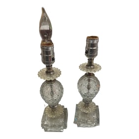 1970s Pair of Vintage Detailed Glass Table Lamps
