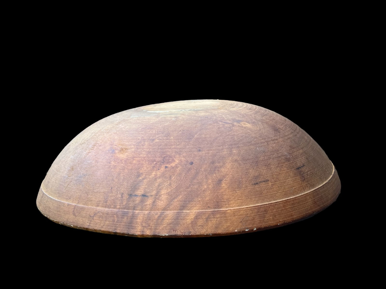 Primitive Hand-Turned Wooden Bowl – 13" Diameter Organic Form "• Warm Patina "• - 5