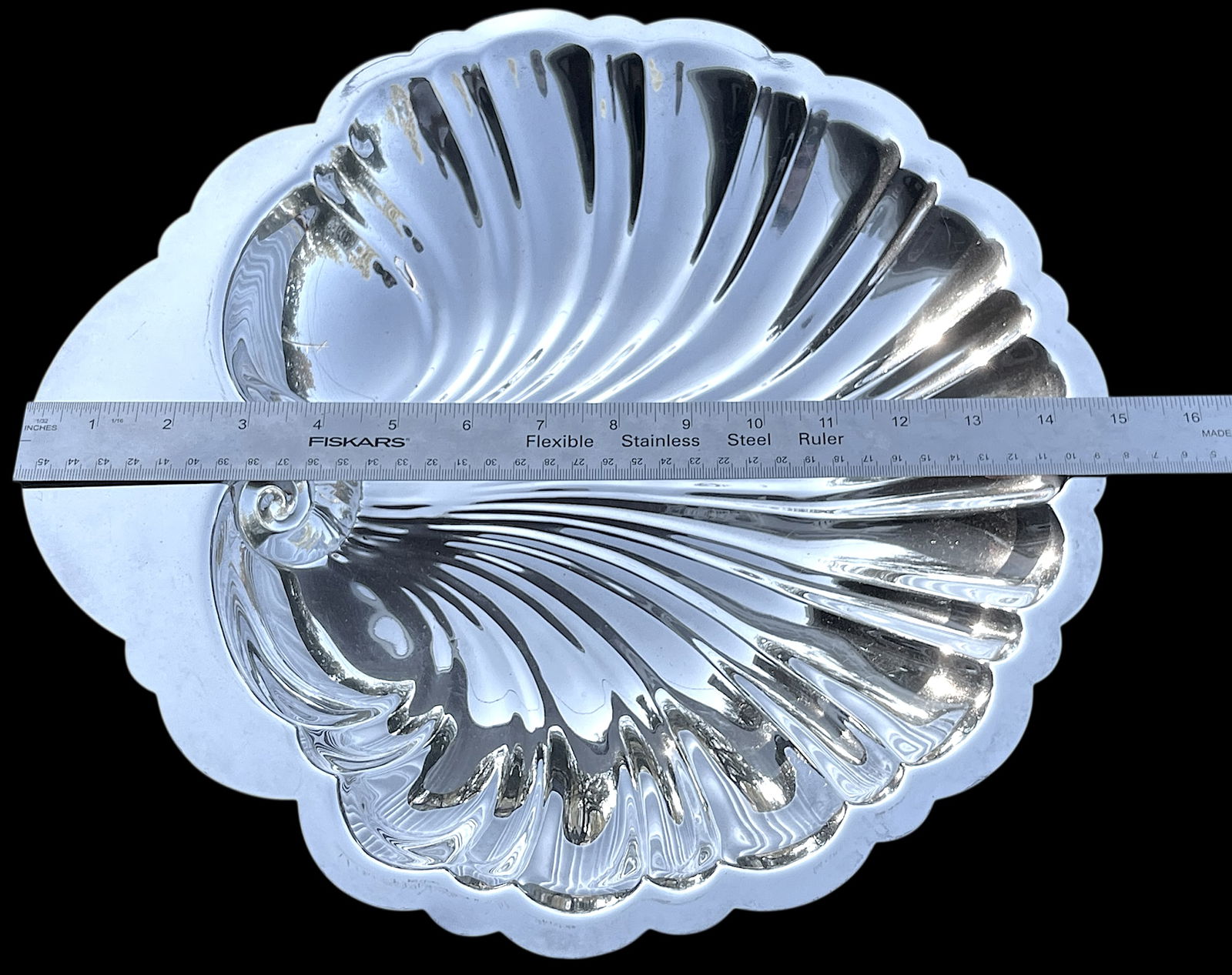 Large Silverplate Clam Shell Serving Platter Hollywood Regency "• Coastal Elegance "• - 3