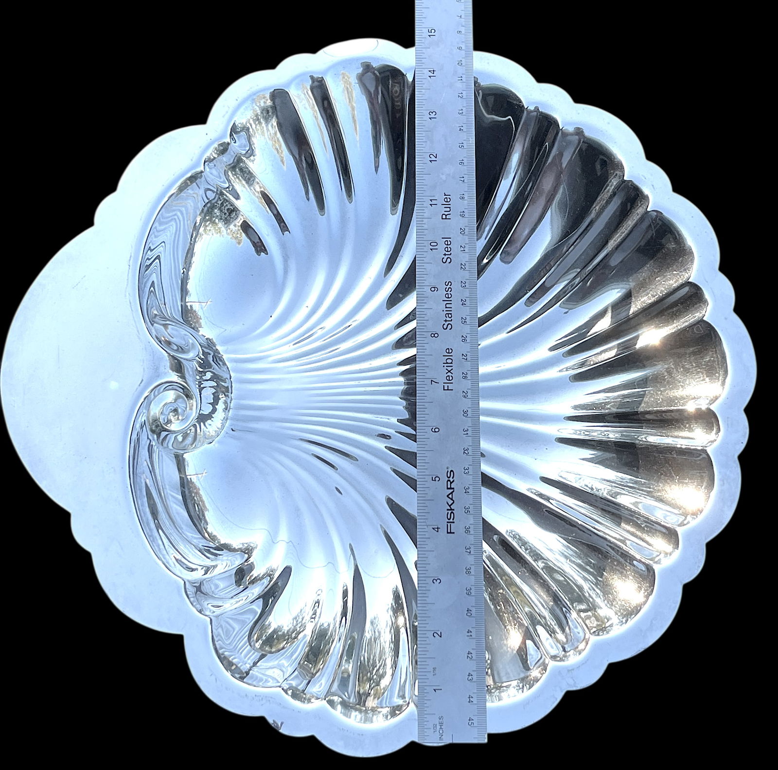 Large Silverplate Clam Shell Serving Platter Hollywood Regency "• Coastal Elegance "• - 4